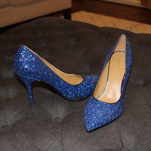 Nine West Flax Heel - Glitter Sparkle Blue